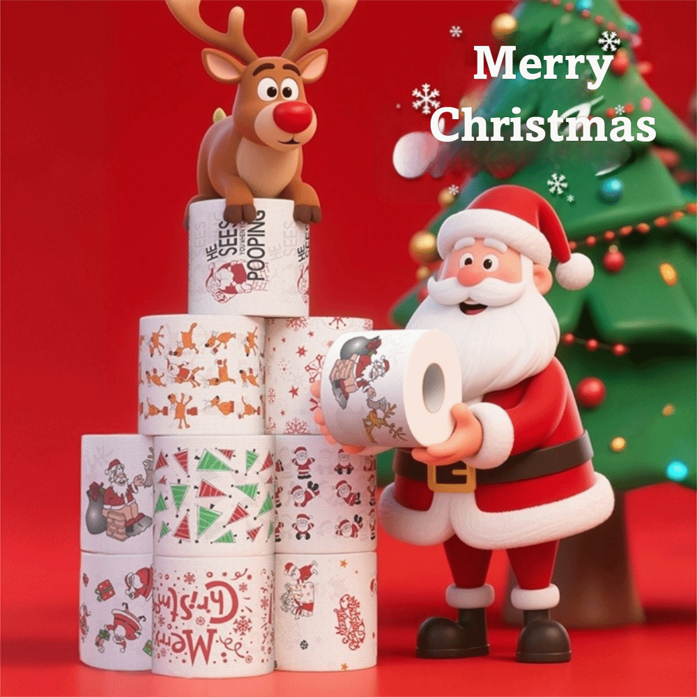 Pattern Tissue Paper - Kertas Toilet Natal Motif Santa, Pola