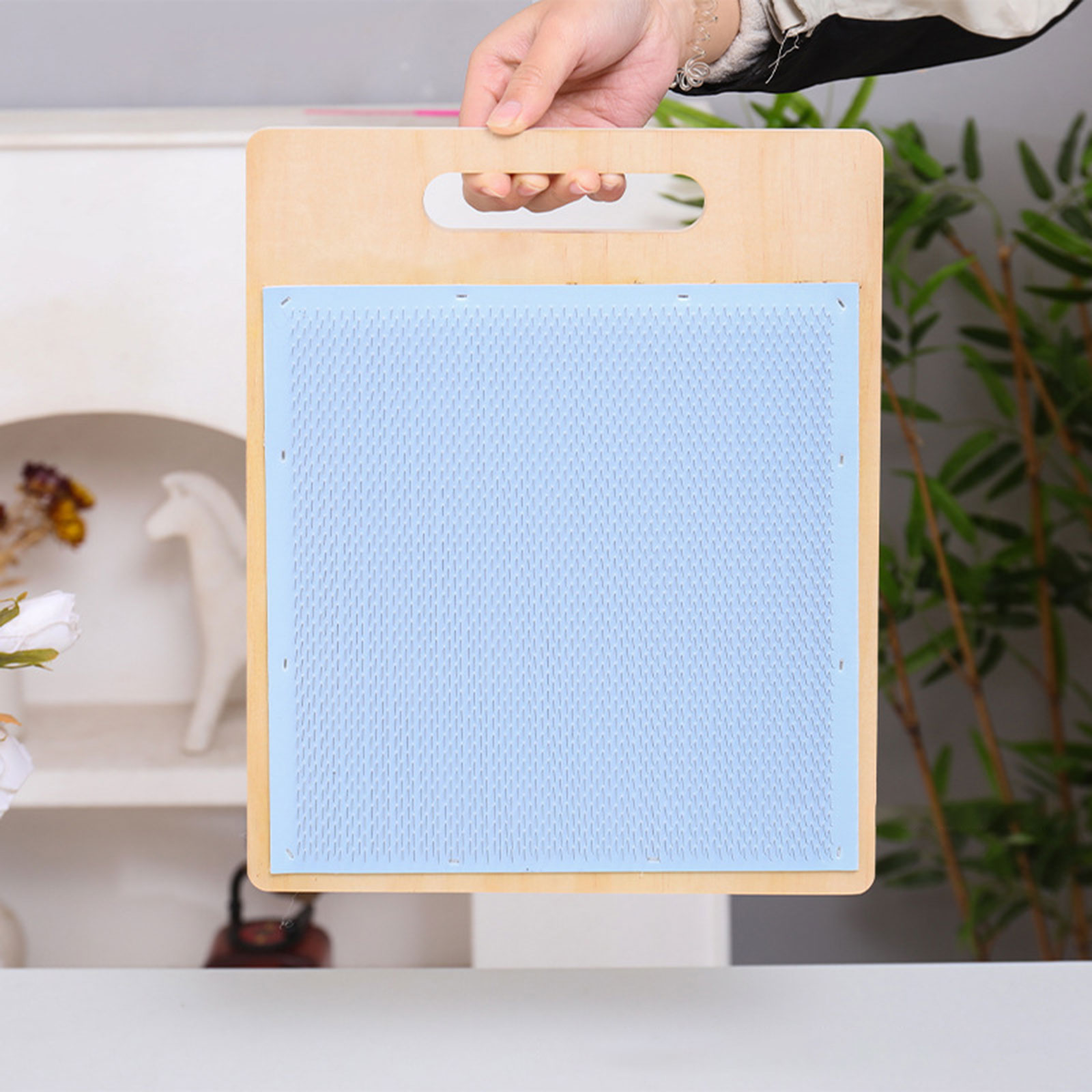 Textile Sewing Support - Papan Pencampur Wol Kayu, Set Sikat