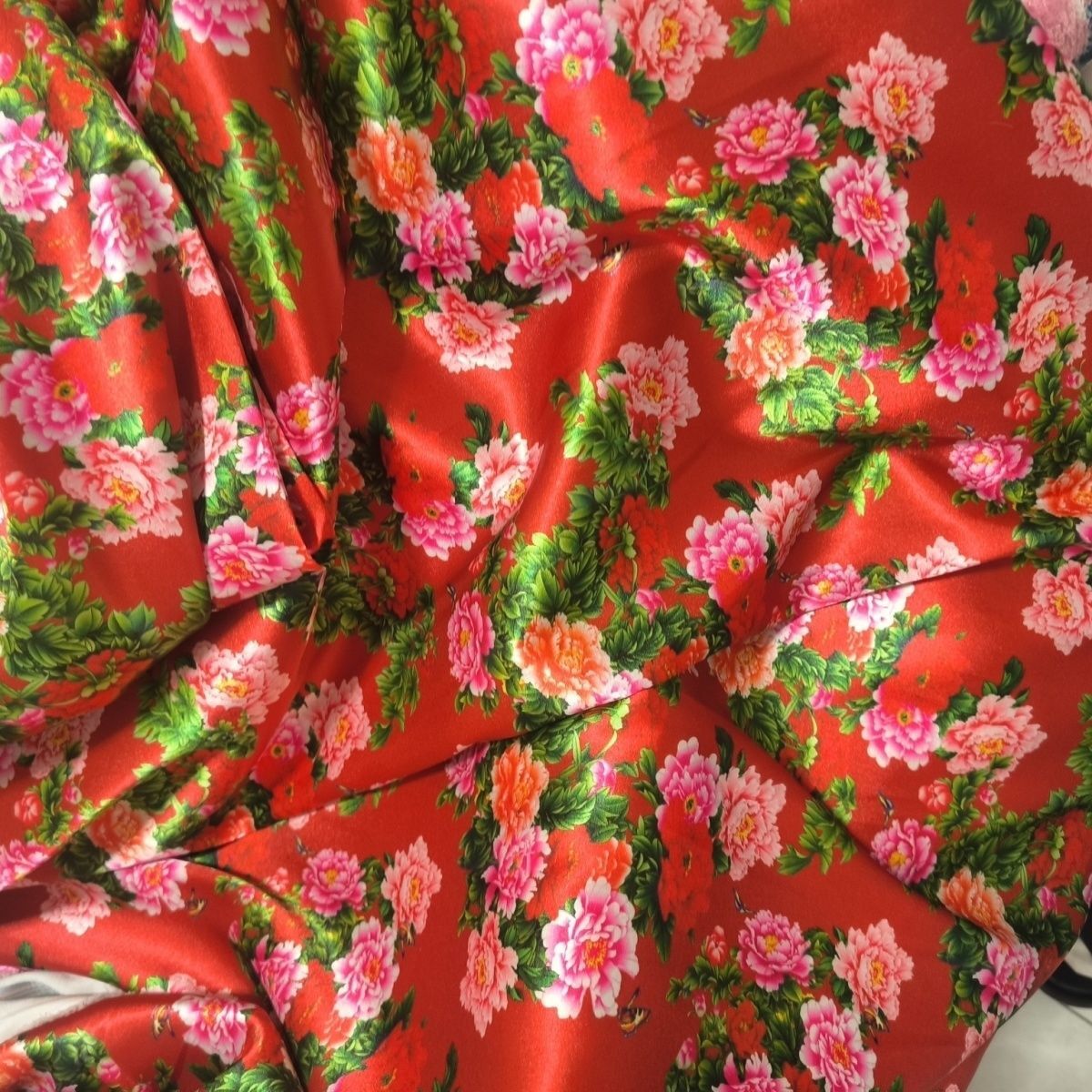 Sewing By - Kain Satin Asetat Motif Bunga Halus