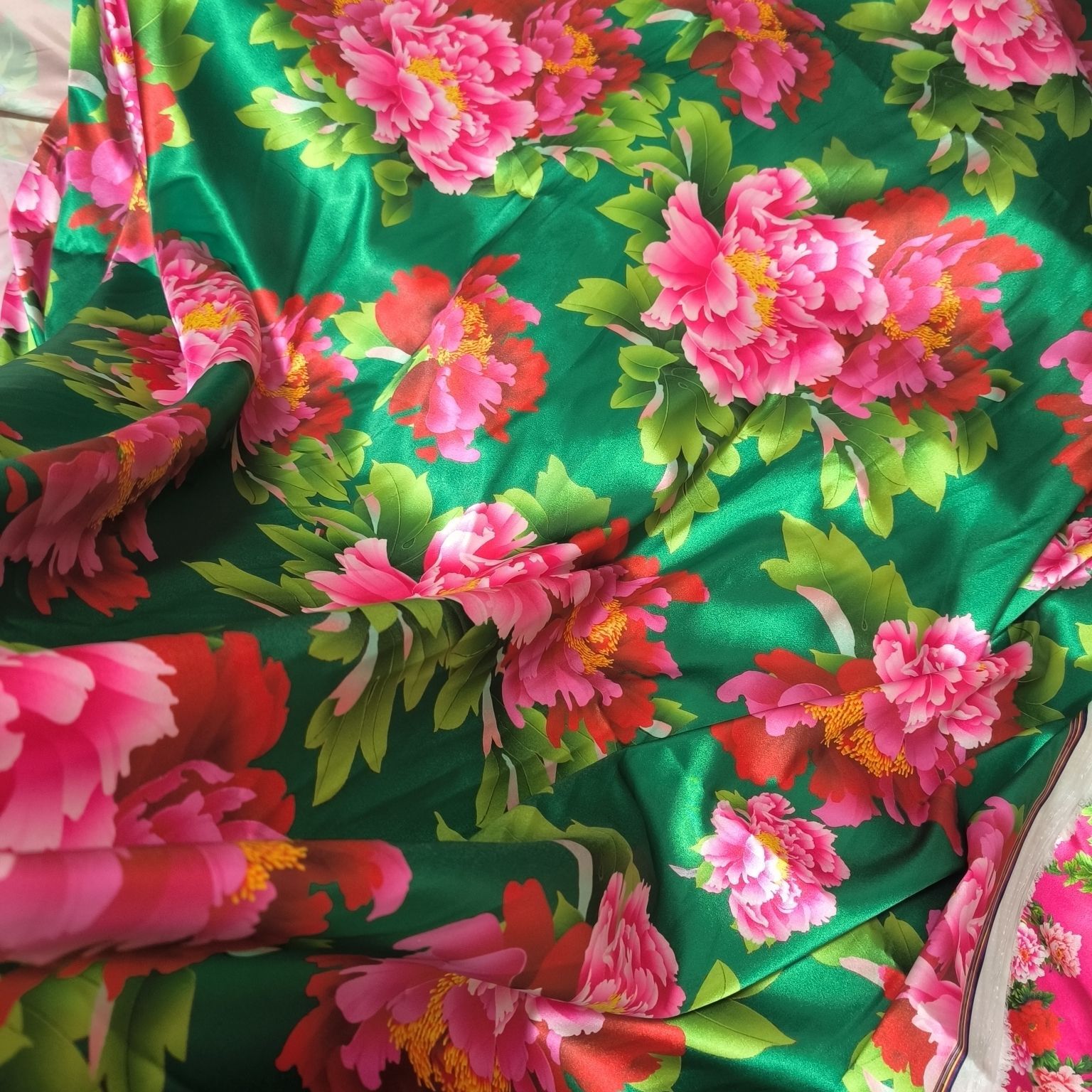 Kain Satin Asetat Motif Bunga  - Sewing By ulasan dan harga